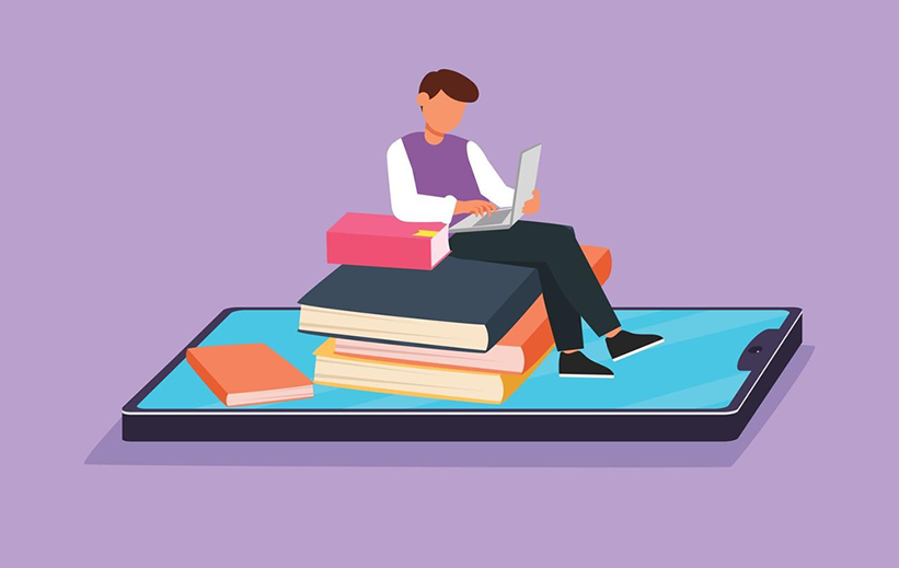 Student studying online